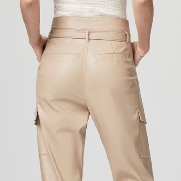 New PAIGE‎ Tami Cargo Pant Taupe Vegan Leather Size 10 - Picture 11 of 15